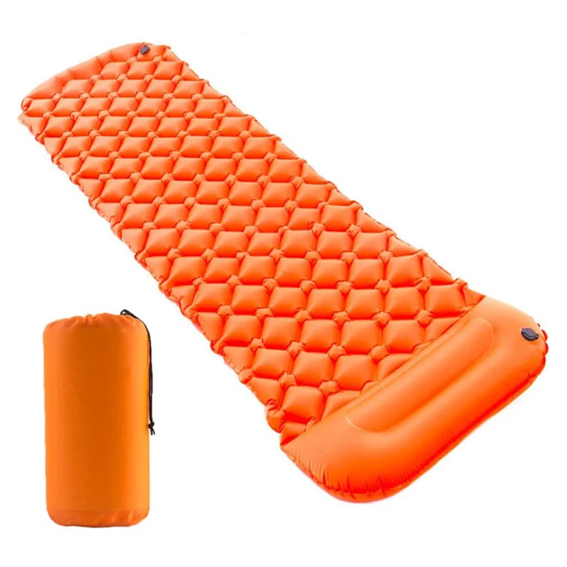 

Camping Inflatable Mattress with Pillow Moisture Waterproof Outdoor Sleeping Pad Bed Beach Air Mat Tent Travel Cushion