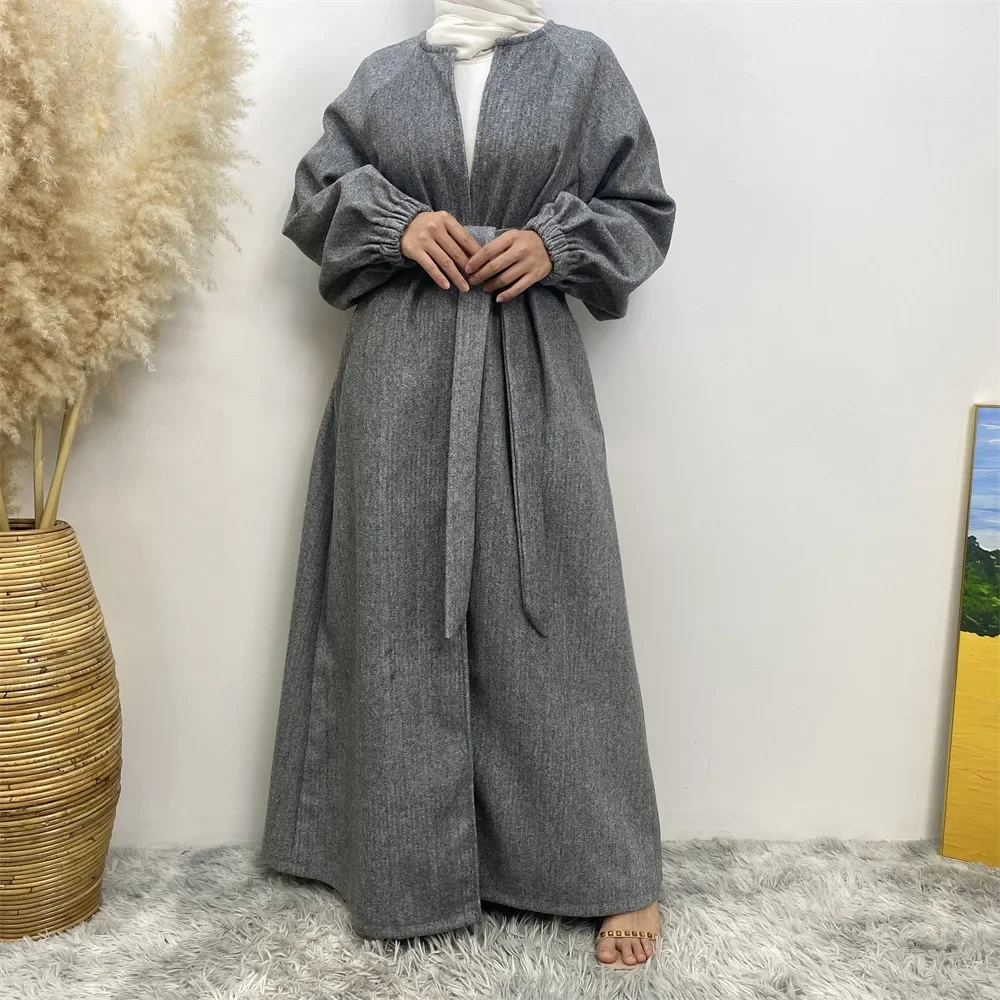 

Solid Color Open Abayas for Women Muslim Maxi Coat Dress Turkey Kaftan Dubai Kimono Cardigan Kebaya Islamic Clothing Robe Gown