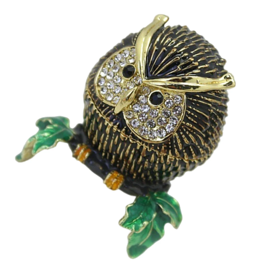 

Owl Shaped Box Enamel Owl Shaped Jewelry Box Trinket Container Black Desktop Decor Necklace Storage Home Accessories ganizer