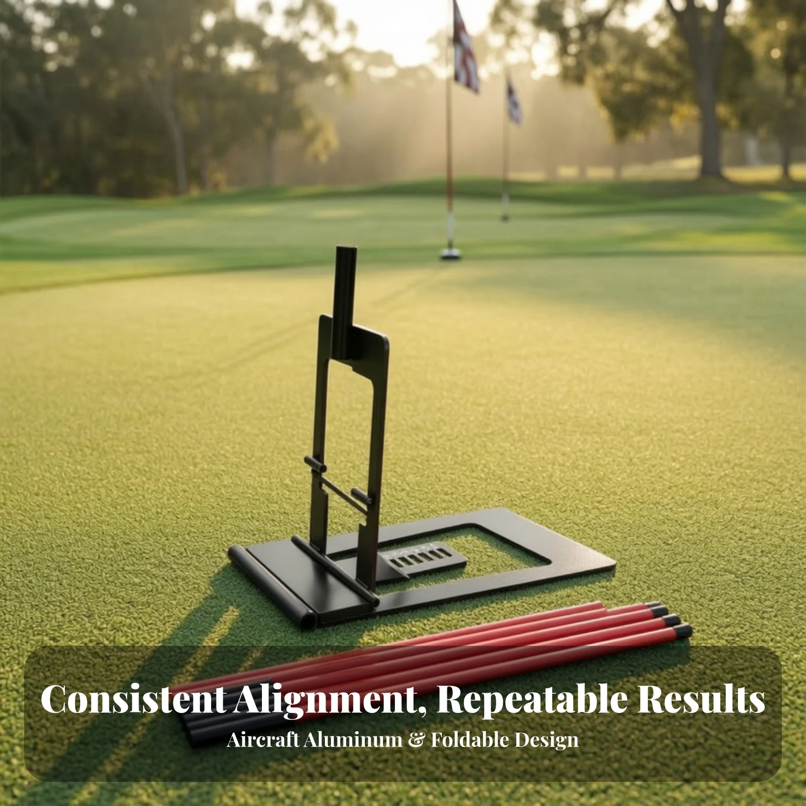Golf Alignment Training Stand Accurate Golf Alignment Sticks Holder Robust Low-Design for Golfers, Backyard Practice