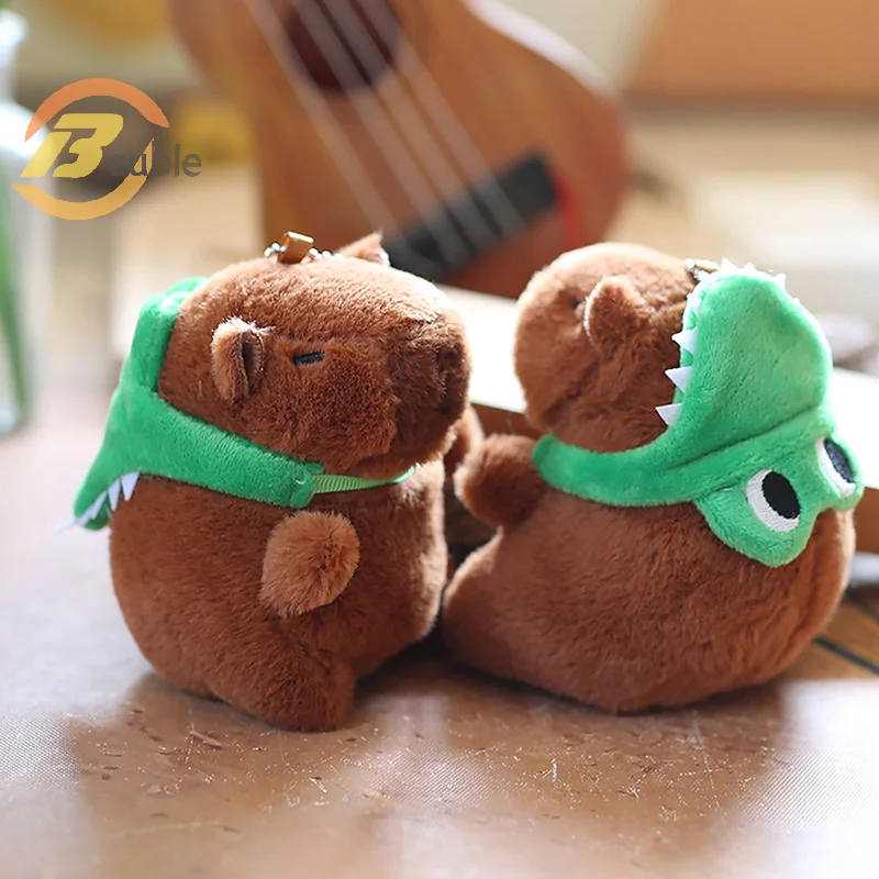 new Cute Crocodile Hat Capibala Pendant Plush Toy Cartoon Capybara Keychain Bag Hanging Ornaments Home Room Decoration Kid Gifts