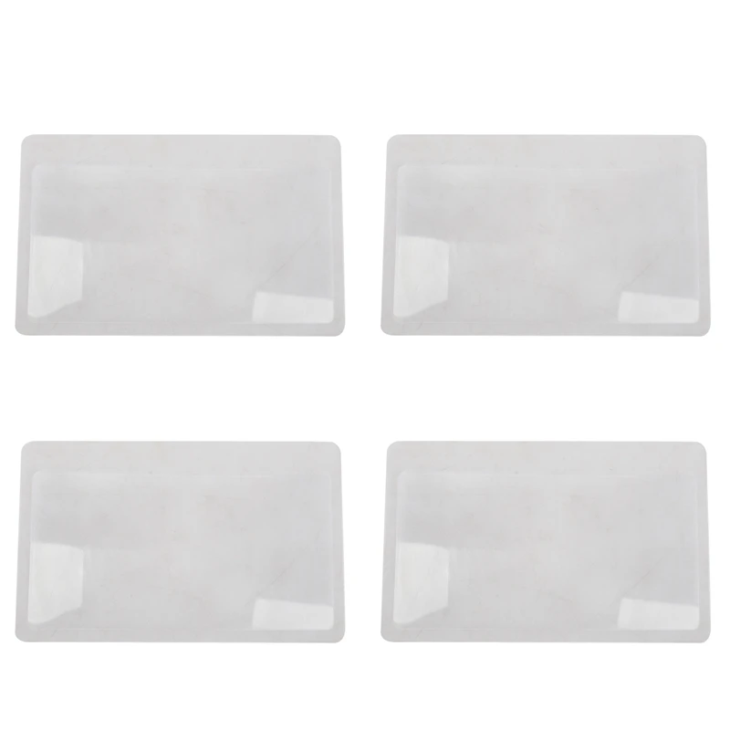 4Pcs 3 X Magnifier Magnification Magnifying Fresnel Pocket Credit Card Size Transparent Magnifying Glass