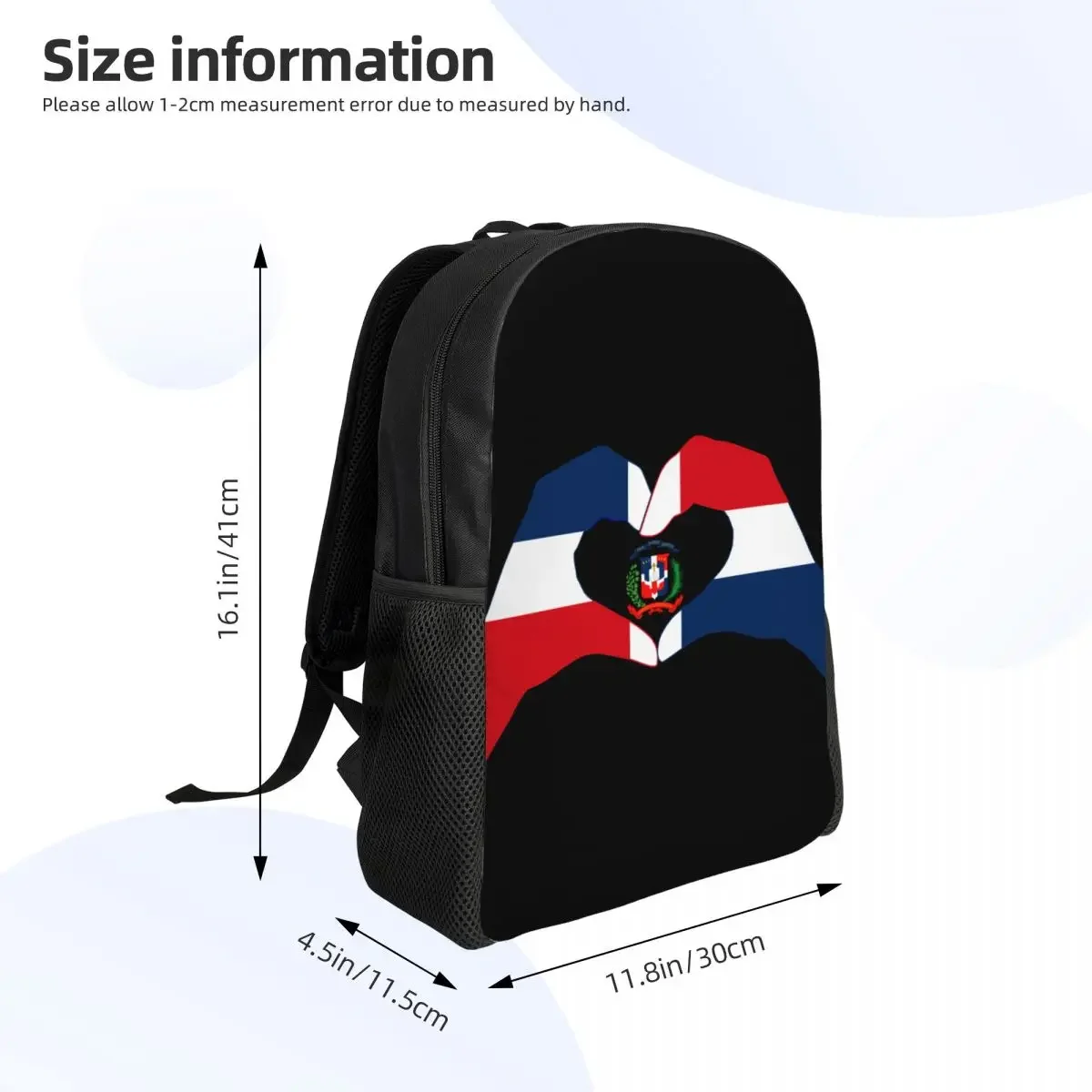 Custom We Heart Dominican Republic Flag Series Travel Backpack Men Women School Computer Bookbag College Student Daypack Bags