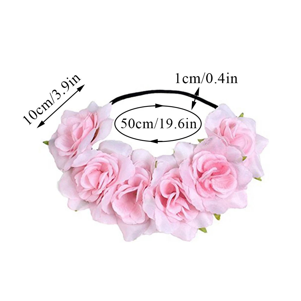 INS Rose Flower Crown Headband Women Mexican Stretch Headband Floral For Garland Party Festival Hair Garland Wedding Headpieces