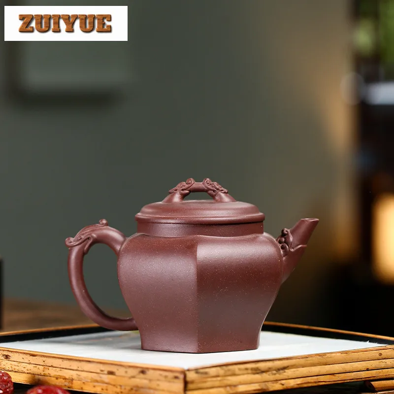 310ml Traditional Yixing Purple Clay Teapots Artists Handmade Dragonchant Pot Raw Ore Dicaoqing Mud Kettle Chinese Zisha Tea Set