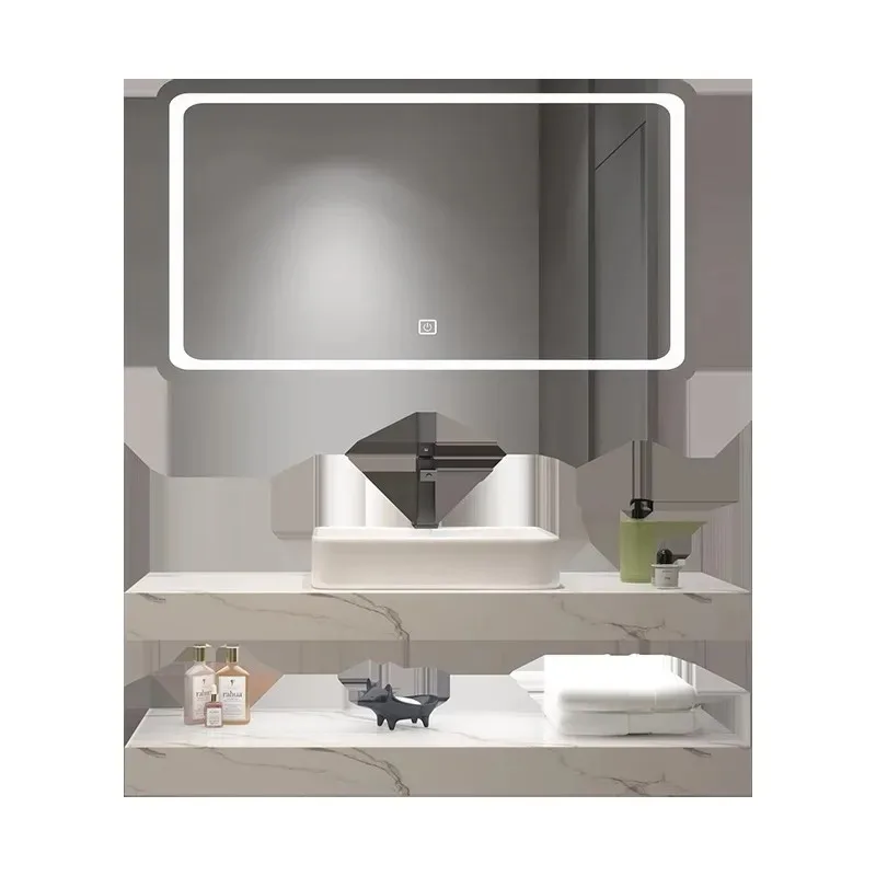 

Современные простые тумбы для ванной комнаты: мебель для ванной из каменной плиты, интегрированные тумбы с раковиной, умное зеркало, мобильная мебель для ванной (Mobile Da Bagno)