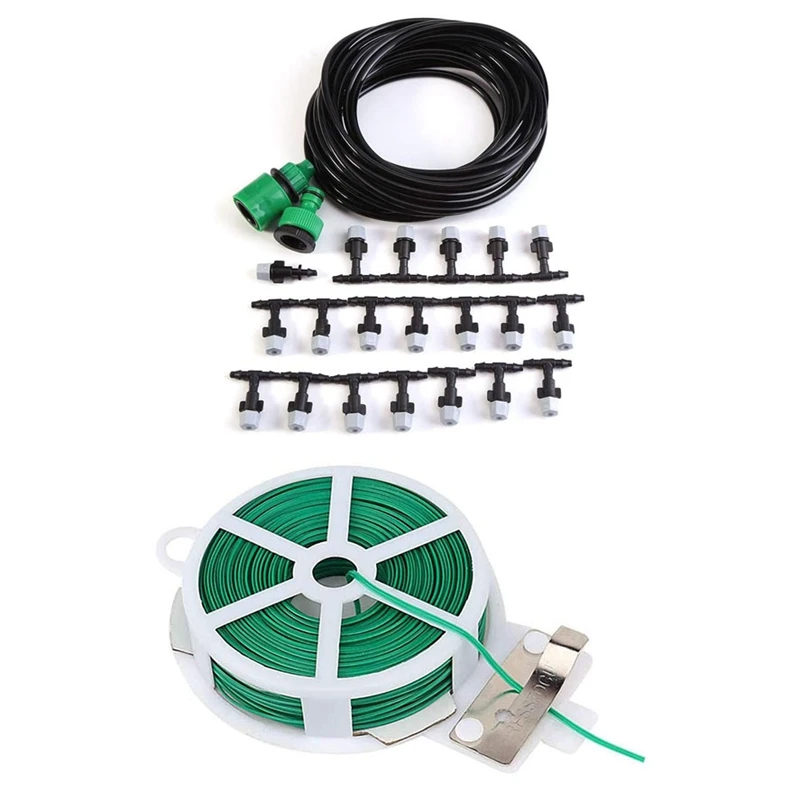 

AT14 DIY Garden Patio Misting Mini Flow Drip Irrigation Misting Cooling System With Gardening Twisted Wire