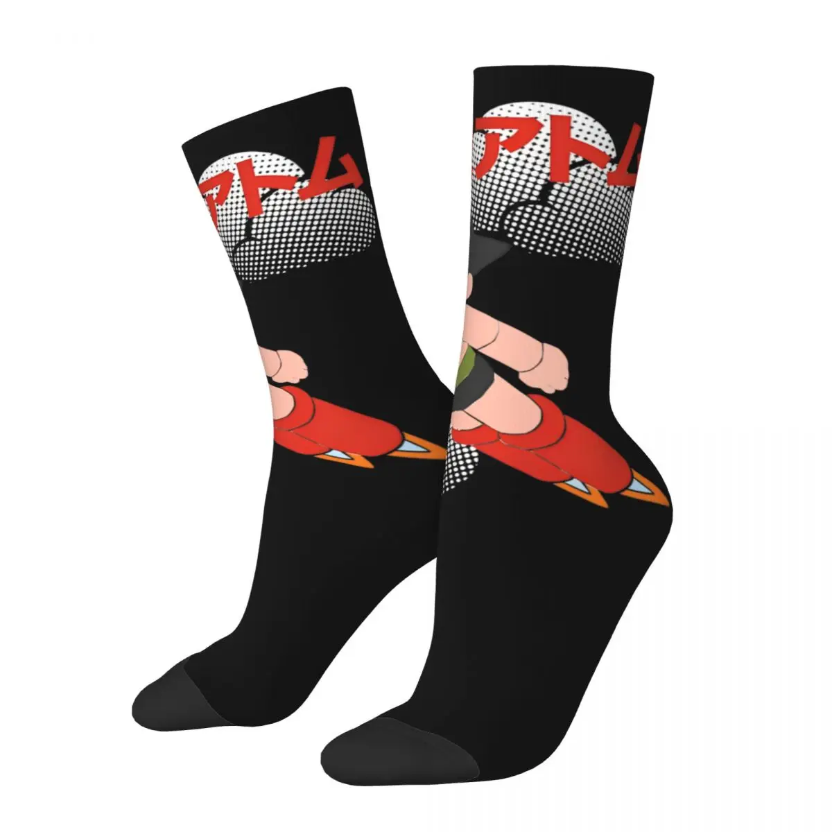 Retro Anime Astroboy    Astro Boy Football Socks Polyester Middle Tube Socks for Unisex Breathable