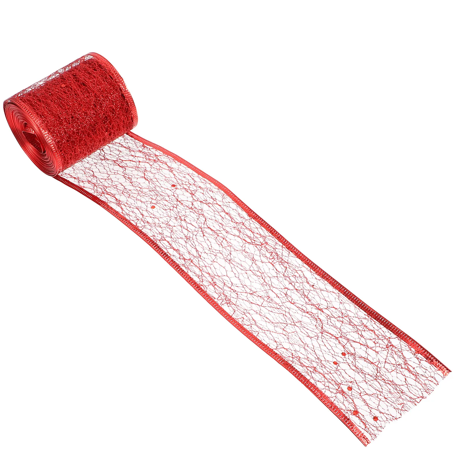 

1 Roll Red Glitter Mesh Decorative Packaging Diy Craft Gift Wrapping Christmas Bow Clothing Decor Ribbon Hollow Craft Making