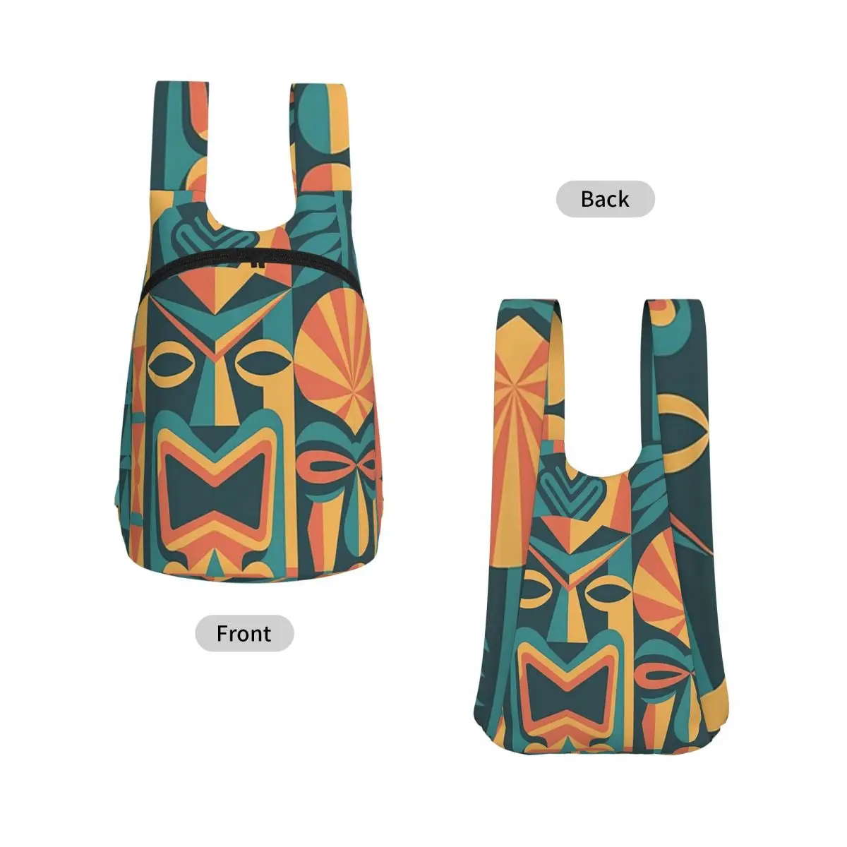 Mid-Century Modern Tiki Art Print Backpack Student Storage BookBag Children School Bag Computer Shoulder Bags for Men Women