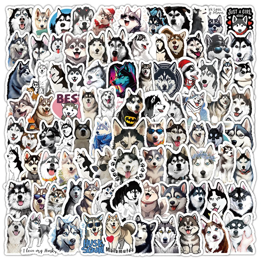 2024 nowy uroczy zestaw naklejek dla zwierząt Husky kreskówka telefon komórkowy iPad komputer kask samochodowy DIY gitara Scrapbook zabawka dekoracyjna sprzedaż hurtowa