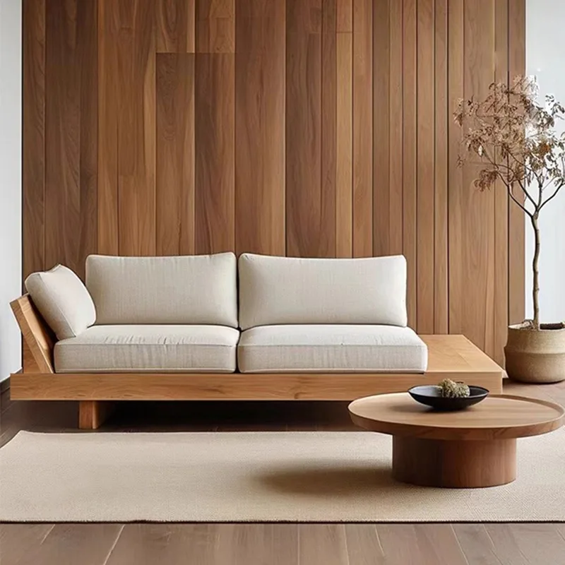 

Wabi Sabi Japanese Sofa Solid Wood Log Villa Hotel Multiplayer Sofa
