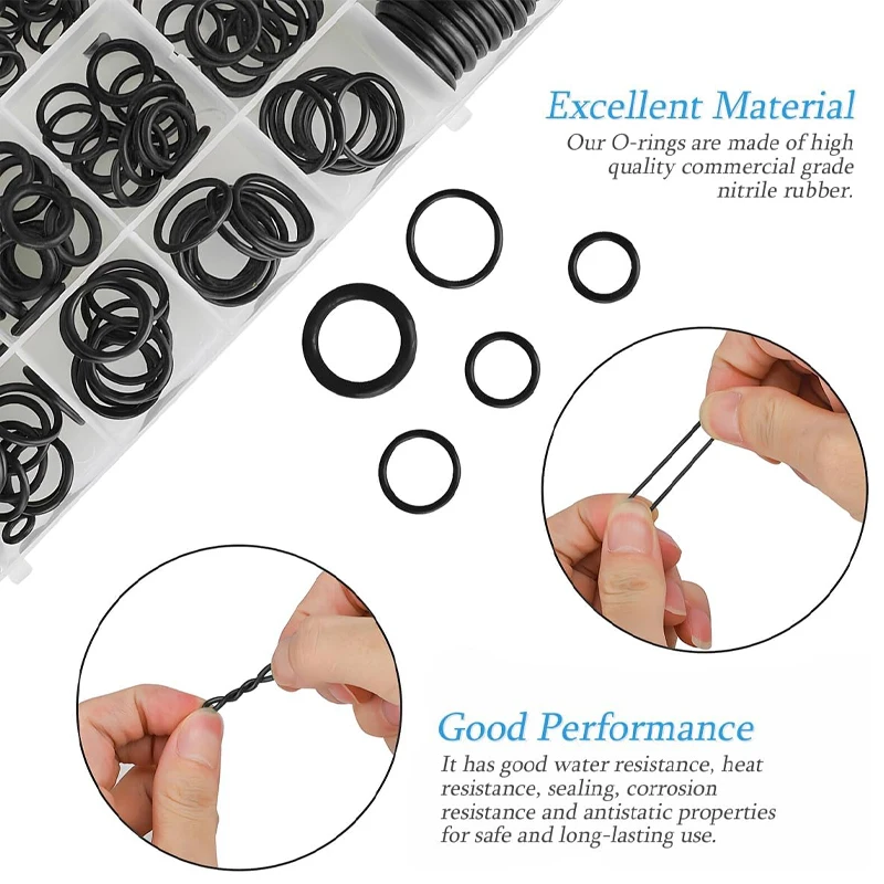 225PCS Universal Rubber O Rings Gaskets with 4pcs Tools Sealing Rubber Bands O-Rings Repair Kit for Faucet Pipe Car Plumbing