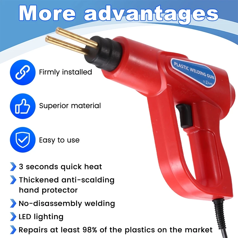 A81M New 70W Hot Stapler Plastic Welding Machine 4 Types Staples Welding Repairing Machine Car Bumper Repair Kit