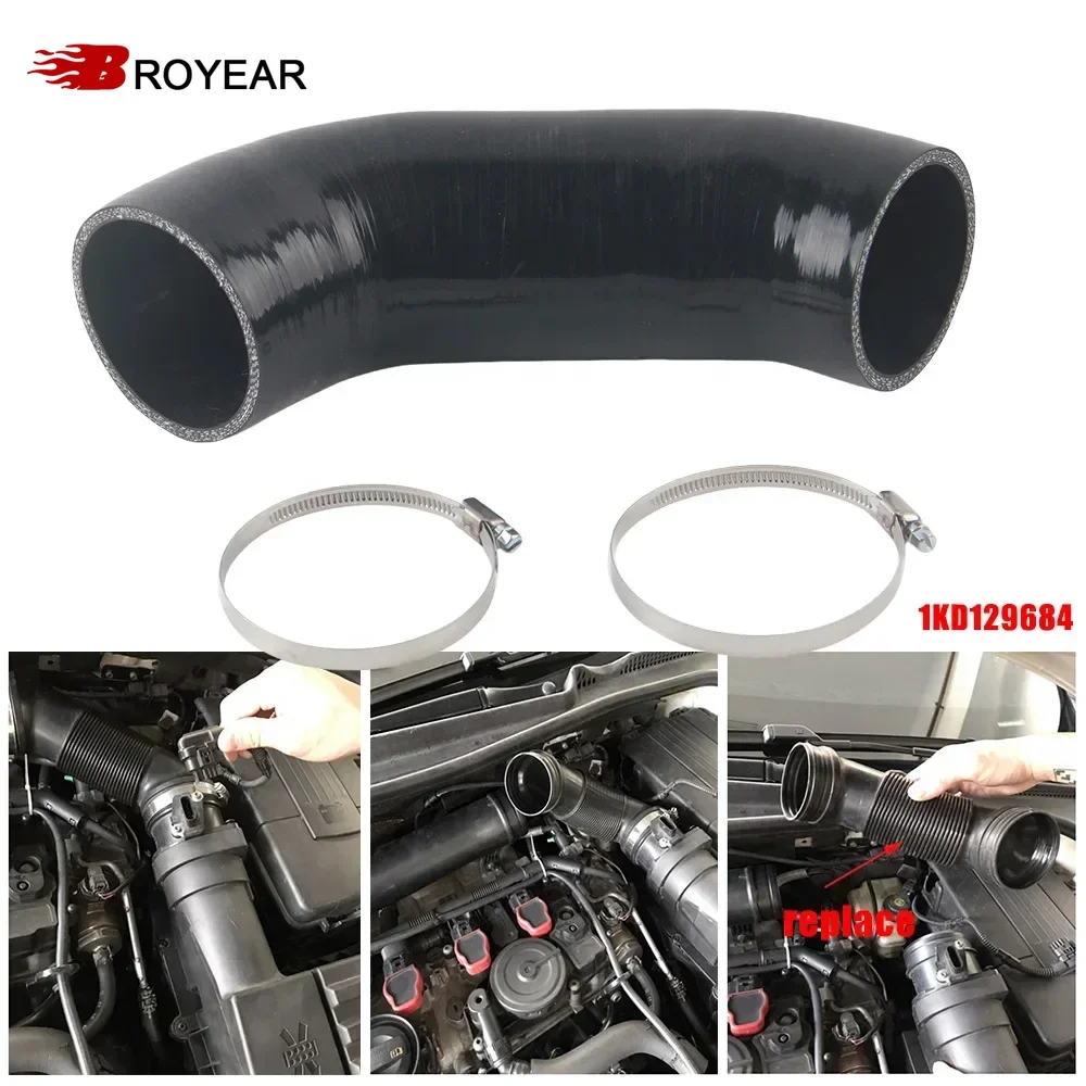 

Broyear High Quality NEW BLACK Silicone intake hose For AUDI A3 8P VW Beetle Golf Mk5 Mk6 04-19 EA888 2gen 1KD129684 1K0129684L