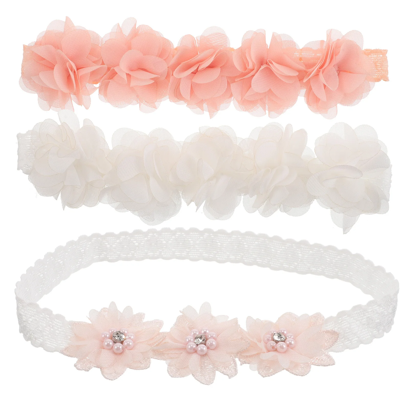 

3Pcs Kids Headbands Handmade Elastic Hair Bands Baby Girl Hair Accessories Newborn Toddlers Girls Wedding Party