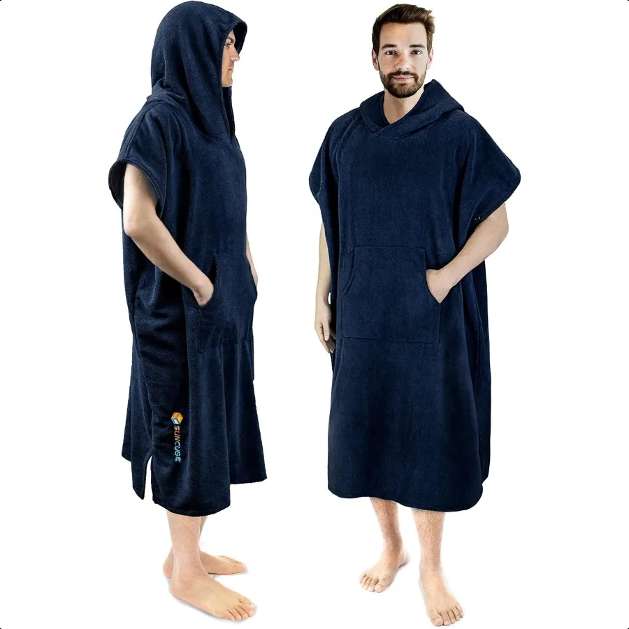 

Surf Poncho Changing Robe with Hood Absorbent Quick Dry Wetsuit Changing Towel with Pocket for Surfing Men Women