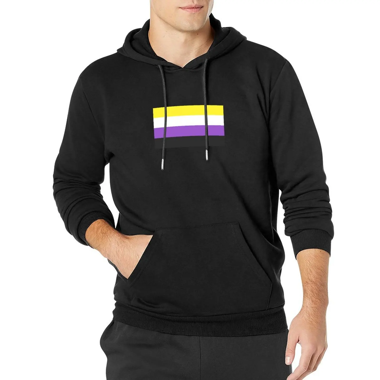 

Seamless Repeating Non-Binary Pride Flag Pattern Pullover Hoodie mens clothes men's sweat-shirt set hoodie streetwear