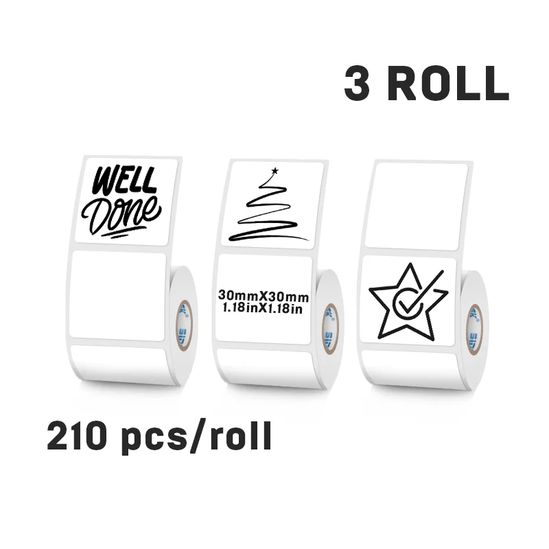 30x30 مللي متر تسمية الطباعة ملصق ذاتية اللصق الحراري مقاوم للماء الرقم الرقمي كعكة ختم ملصق ورقة للطابعة KAYSION