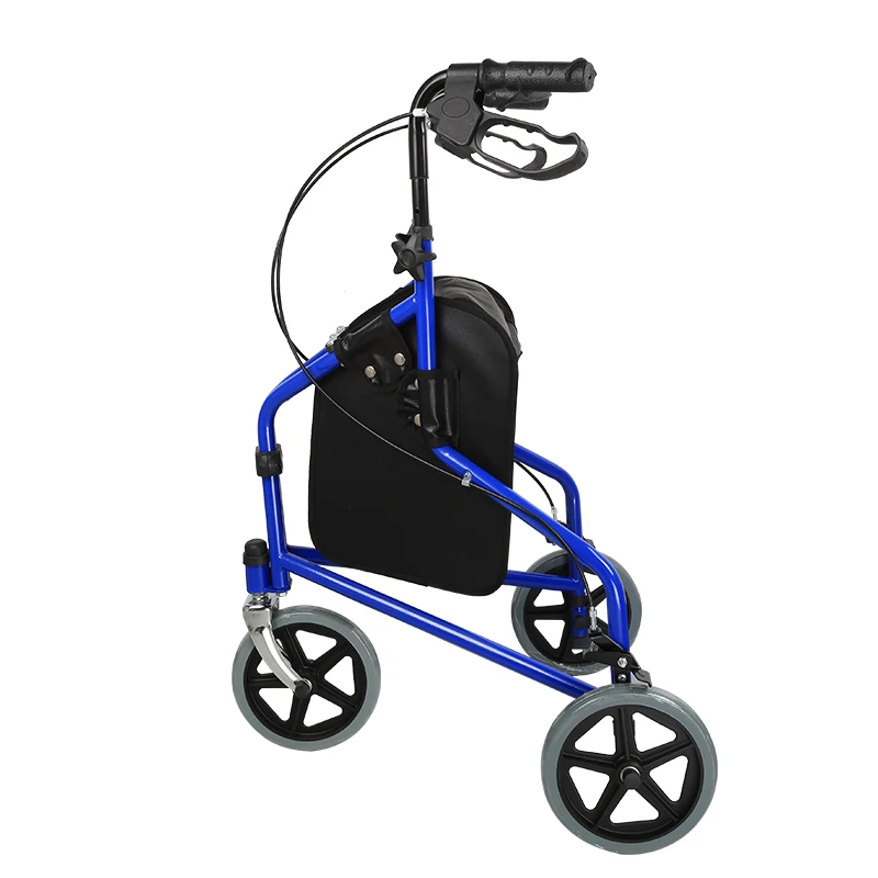 Folding Shopping Cart with Wheels & Storage Bag, Lightweight Portable Grocery Trolley for Seniors, 3-Wheel Rolling Utility Cart