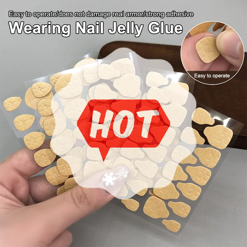 240pcs/10 Sheets Kraft Paper Double Side Jelly Glue Full Cover Nail Adhesive Tabs False Nails Sticker For Handmade Press On Nail