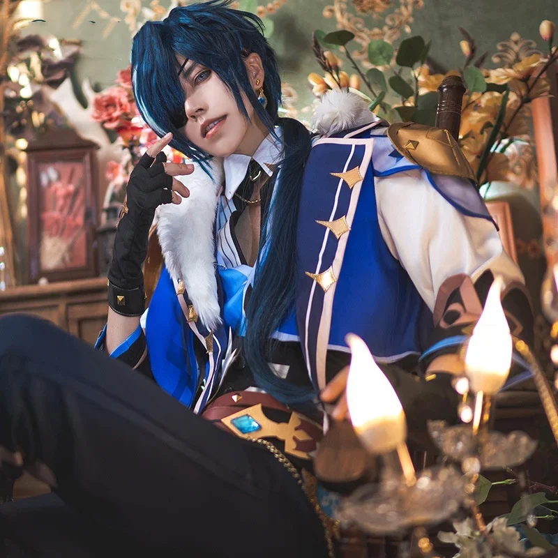 جودة Kaeya تأثيري حلي Genshin تأثير الجليدية ريشة الطيران موحدة شعر مستعار أقراط فرسان فافونيوس الغمامة قفازات حزام