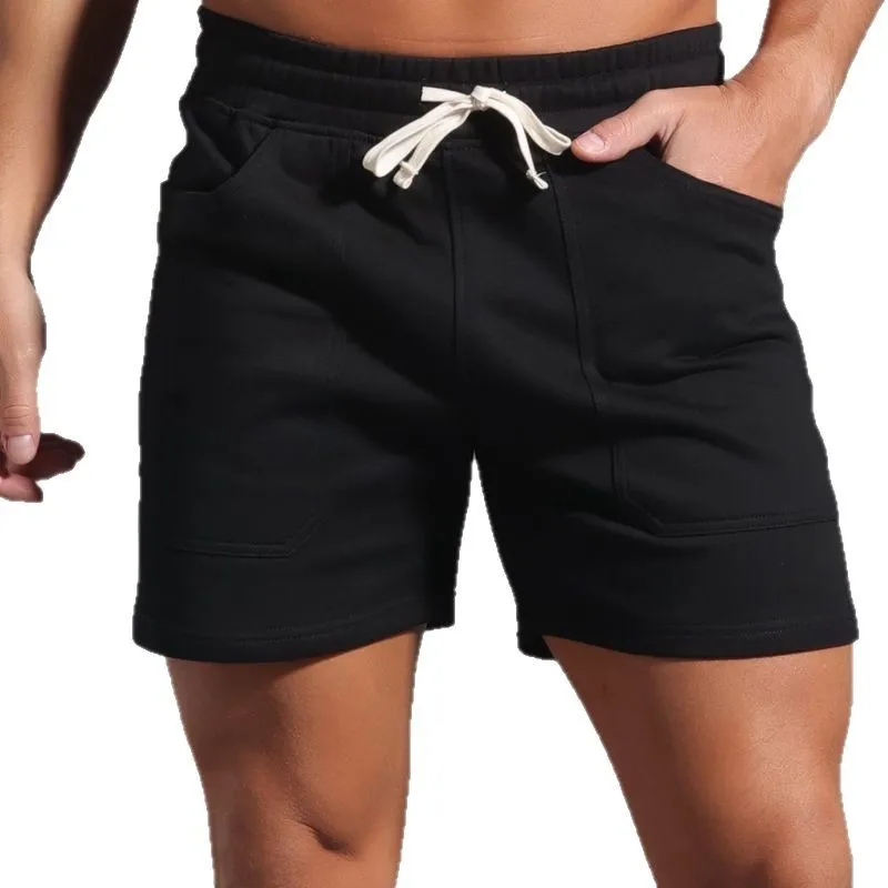 2025 European Sexy Stand Pocket Basic Shorts Men Casual Running Beach Short Pants Solid White Black Soft Drawstring Shorts New