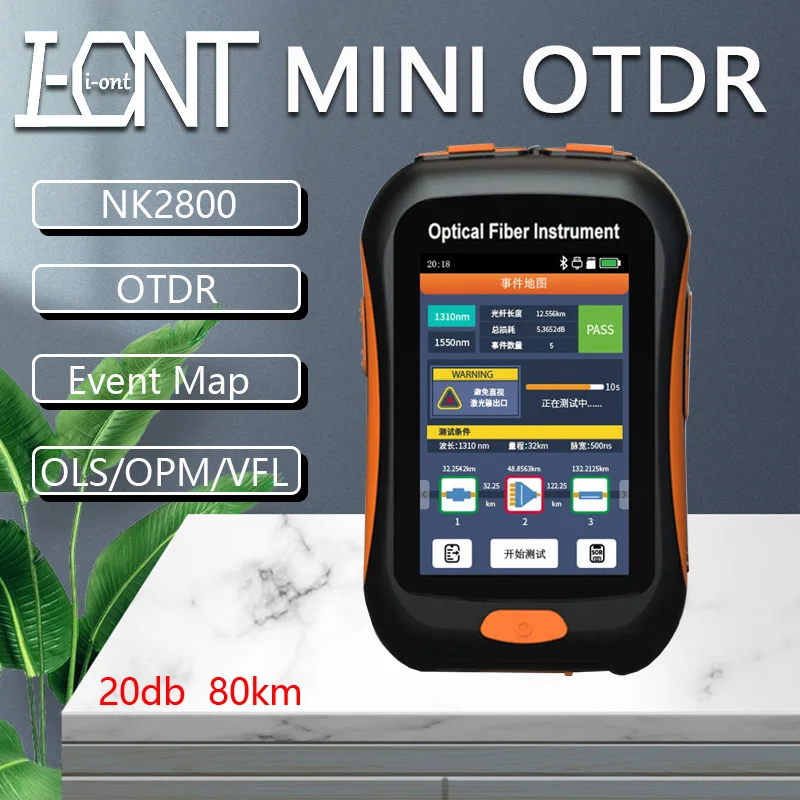 

Mini OTDR NK2800 5-IN-1 Active Fiber 1550nm Fiber Optic Reflectometer and VFL OLS OPM EventMap 20dB 80Km Free Shipping