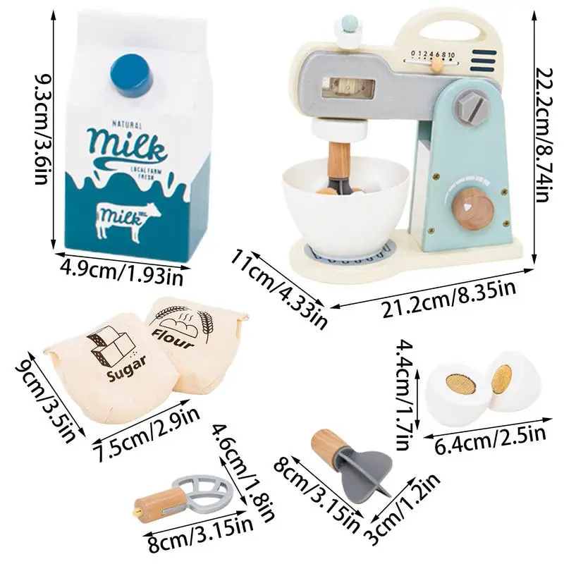 Speelgoedblender Fantasiespel Mixer Houten keukenspeelset Accessoires Fantasiespel Speelgoed voor peuter Meisjes Jongens Baby Kinderen van 3-5 jaar