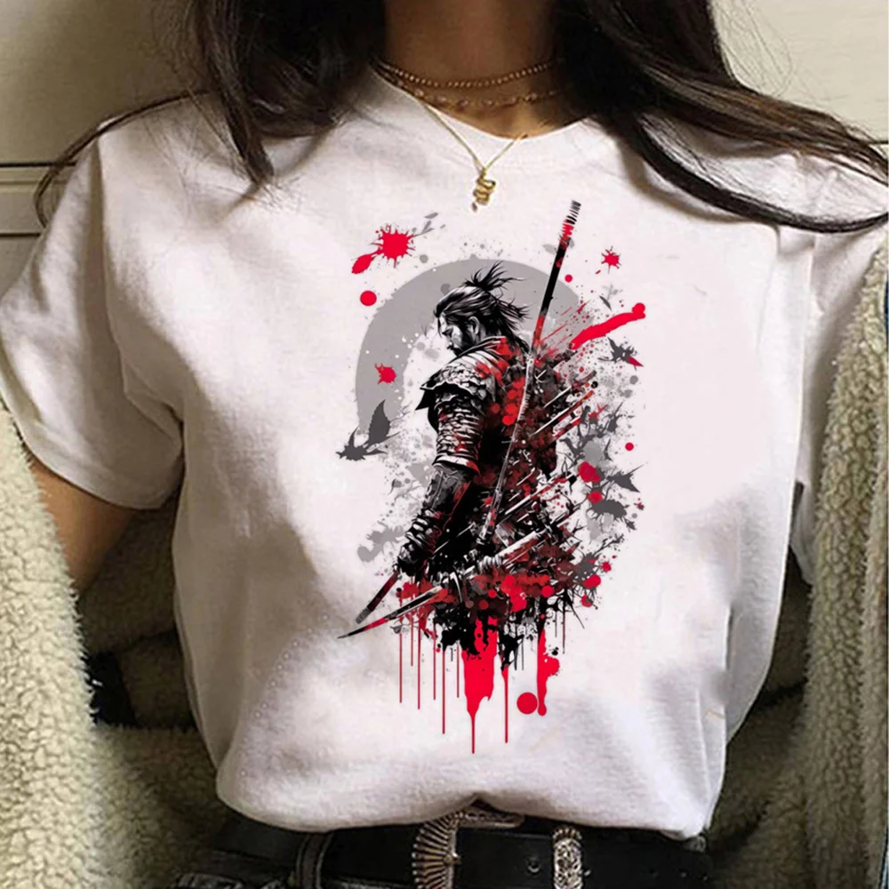 

Samurai top women anime streetwear tshirt female manga clothing