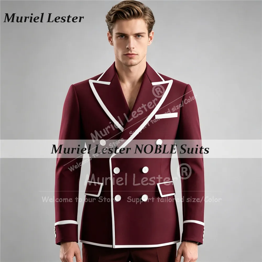 

Smart Causal Suit Men 2 Piece Sets Double Breasted Jacket Pants Customized Man Business Party Tuxedo Slim Fit trajes para hombre