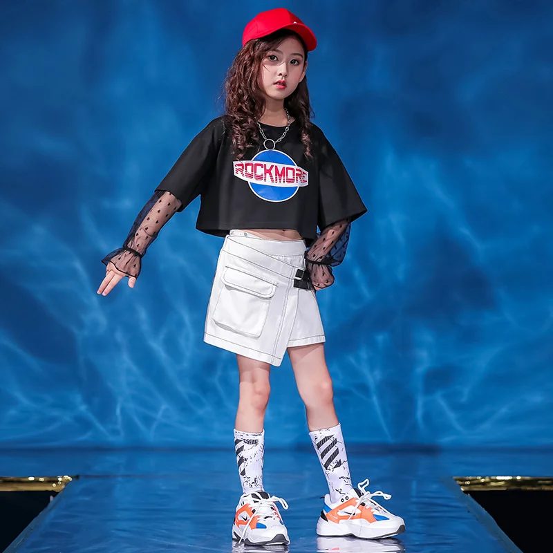 Children's hip-hop Suit Girls' jazz dance performance clothes summer navel exposed cheerleading clothes kindergarten hiphop