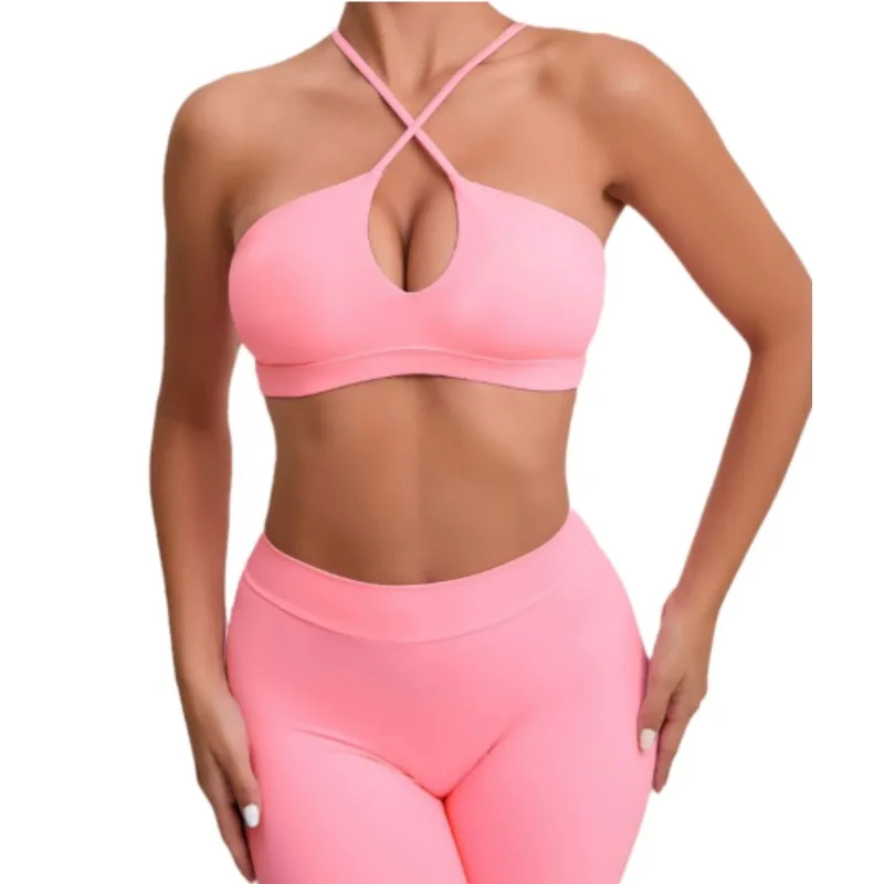 

Seamless Yoga Sets Sports Fitness Hip-lifting Nude Feel Pants Cross Beauty Back Bra Suits Workout Gym Leggings Set for Women