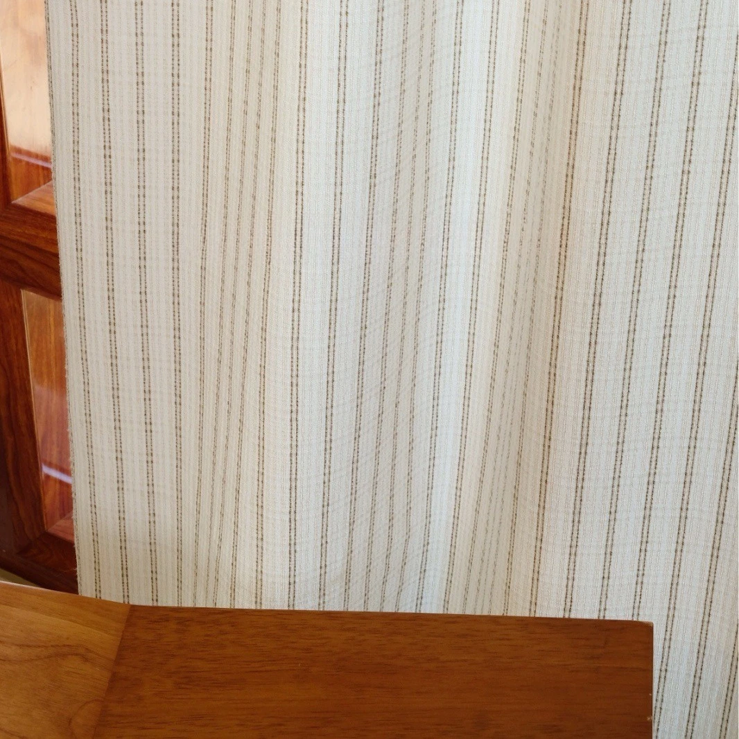 Pattern Line Jacquard Cotton Linen Cream Color Thickened Window Screen Curtains for Living Room Bedroom French Window Customized