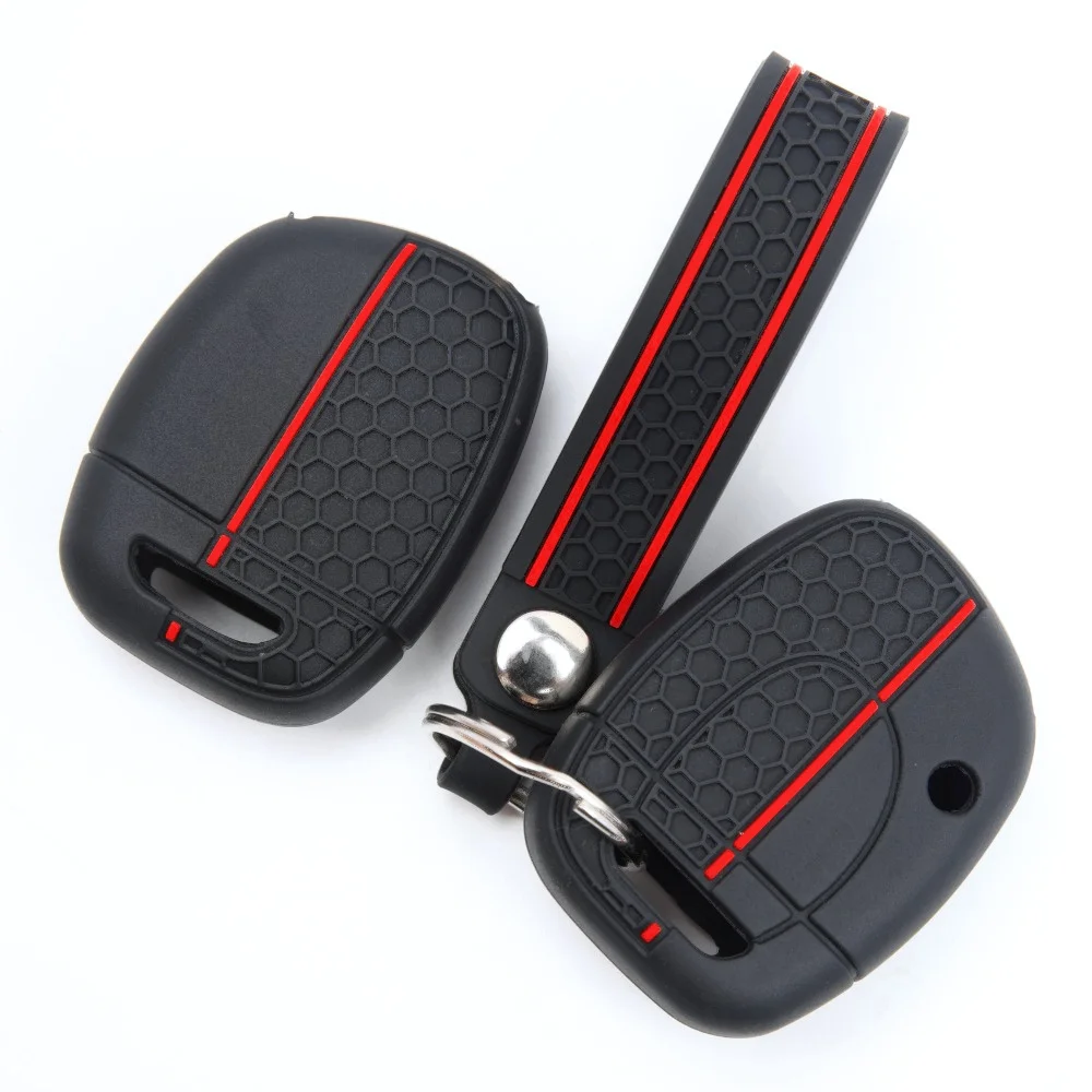Silicone Remote Key Case For Renault Twingo Clio Kangoo Master with slim wrist strap Easy Install Shock Absorbing
