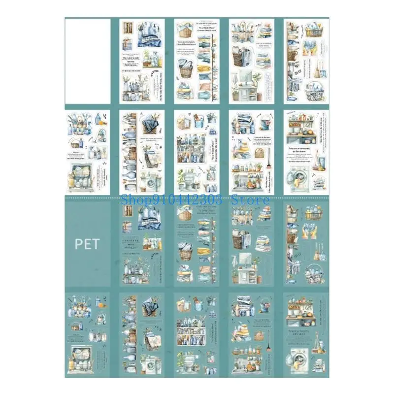 L4MD Decorative Scene Sticker Aesthetic Paper Sticker Water Resistant PET Sticker for Journal Water Bottle Photo Album Laptop