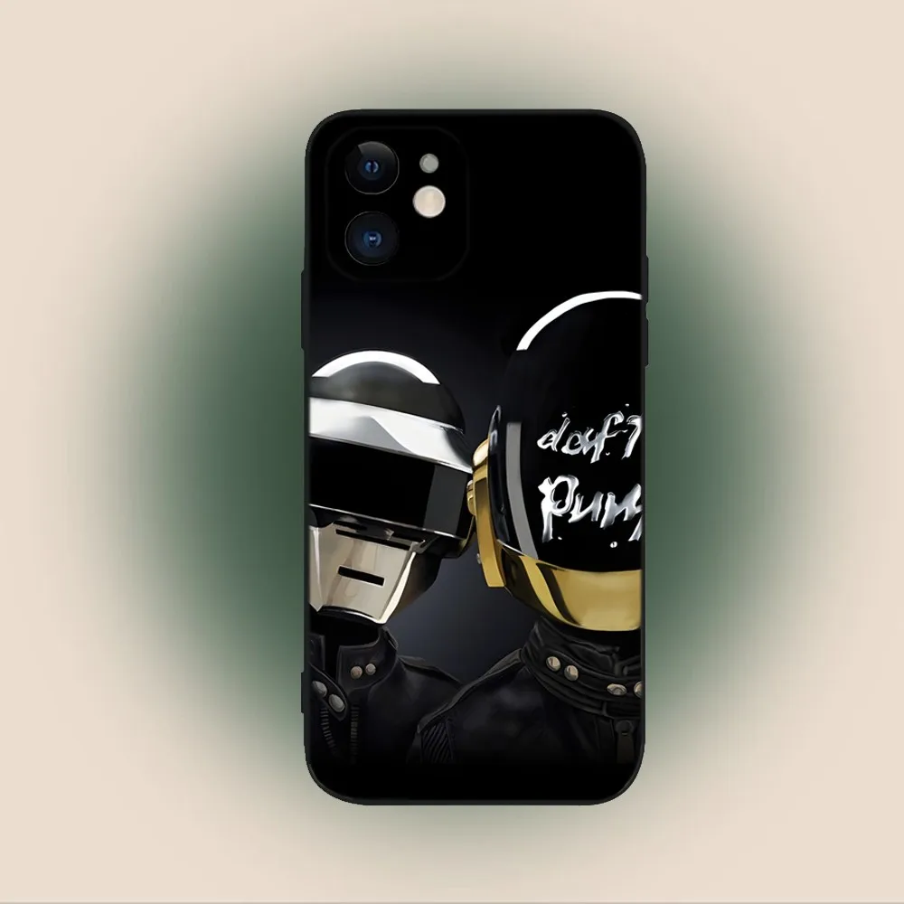 D-Daft Punk Band Frankreich Handyhülle für iPhone 15,14,13,12,11,Plus,Pro Max,XS,X,XR,SE,Mini,8,7 Weiche Silikon-Schutzhülle in Schwarz