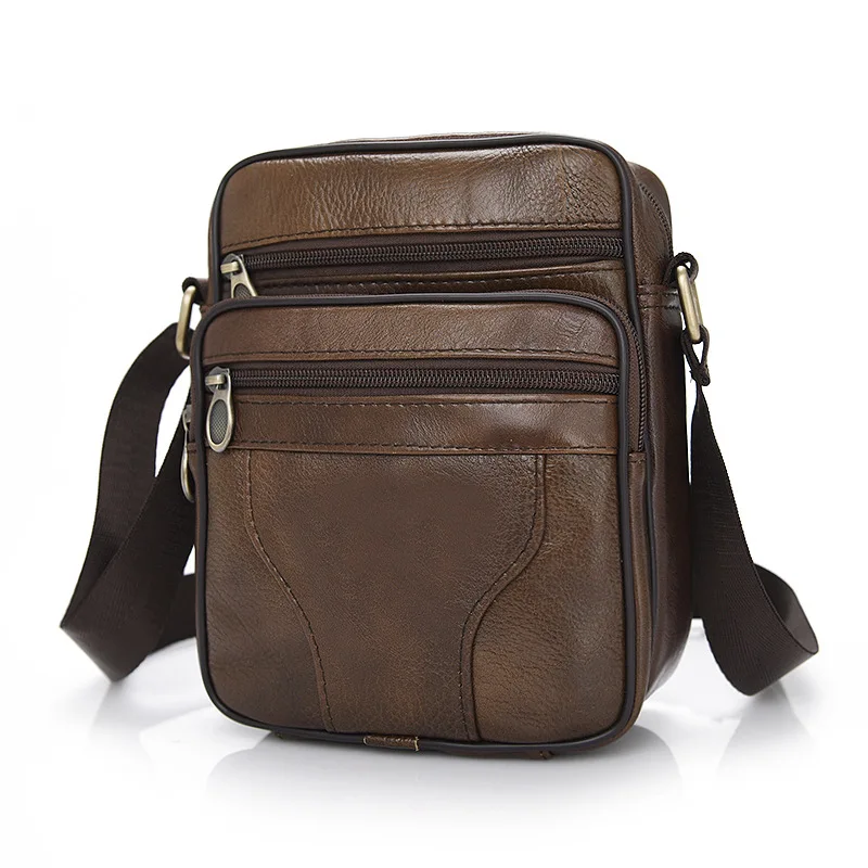 Bolso de cuero genuino para hombre, bandolera multifuncional, maletín de negocios, moda, ocio, viaje, fiesta