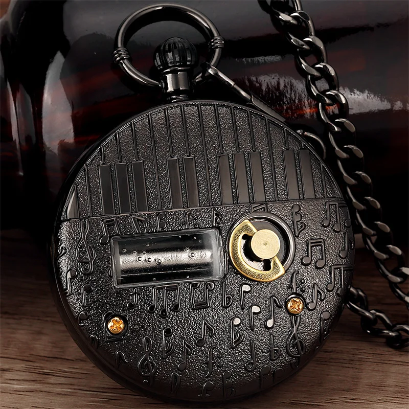 Steampunk-Stil Weltraum-Astronaut Musikalische Quarz-Taschenuhr mit Melodie aus dem Film „Castle in the Sky“, neuartige Zeitmesser mit Anhängerkette – Detail 11