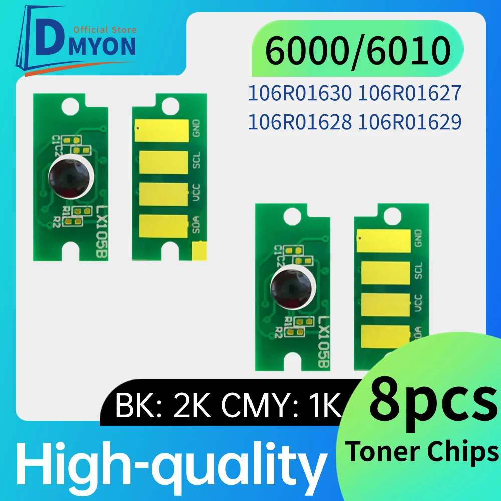 dmyon 8PCS cartridge chip FOR Xerox Phaser 6000 6010 WorkCentre 6015 color printer toner 106R01630 106R01627 106R01628 106R01629