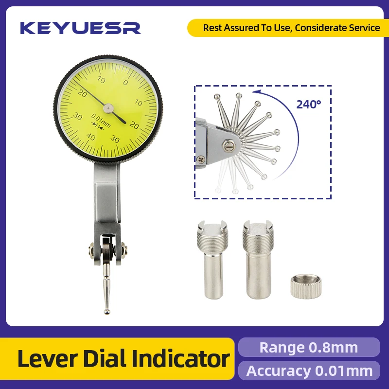 0.8mm Lever Dial Indicator Meter Hour Type Indicator Micrometer Dial Gauge Clock Indicator Precision Comparator Measuring Tools