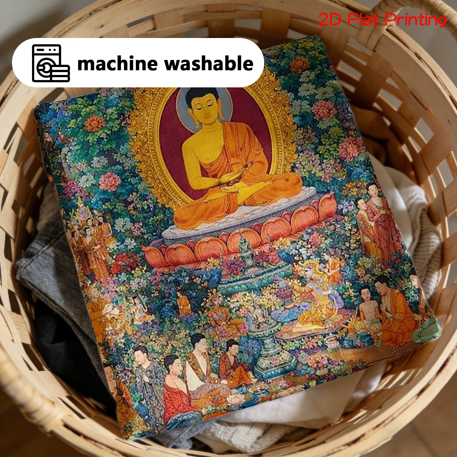 Elegant Buddhist Buddha Wall Tapestry Large Print Boho Ethnic Polyester Fabric Hanging Wall Art Spiritual Sacred Room Decor Post