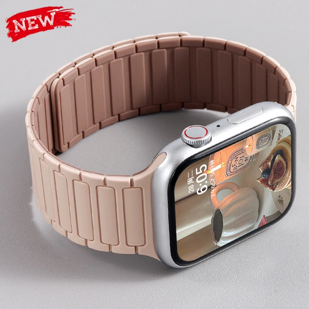 Magnetarmband für Apple Watch Ultra 2 49 mm 46 mm 42 mm 45 mm 44 mm 40 mm 41 mm Silikonarmband iWatch Serie 11 10 9 8 7 6 SE Armband