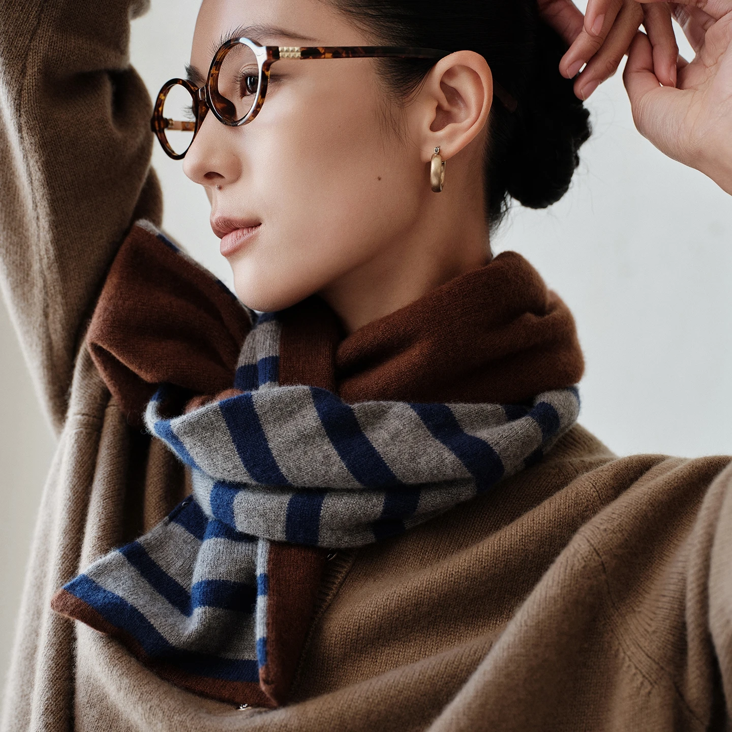 الكلاسيكية طبقة مزدوجة مخطط وشاح المرأة الحياكة 100% الكشمير الخالص وشاح لينة وسلس عالية الجودة الفاخرة اكسسوارات وشاح