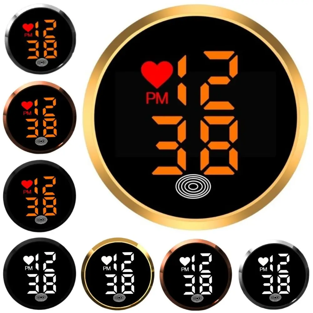 Touch-Activated Car Dashboard Clock Mini LED Time Display Digital Clock Mute Alloy LED Electronic Watch Car Dashboard