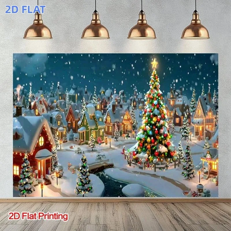 VIKAMA Frozen Winter Forest Tapestry, Snowy Pine Trees Blue, Christmas Wall Hanging for Living Room Bedroom Dorm Home