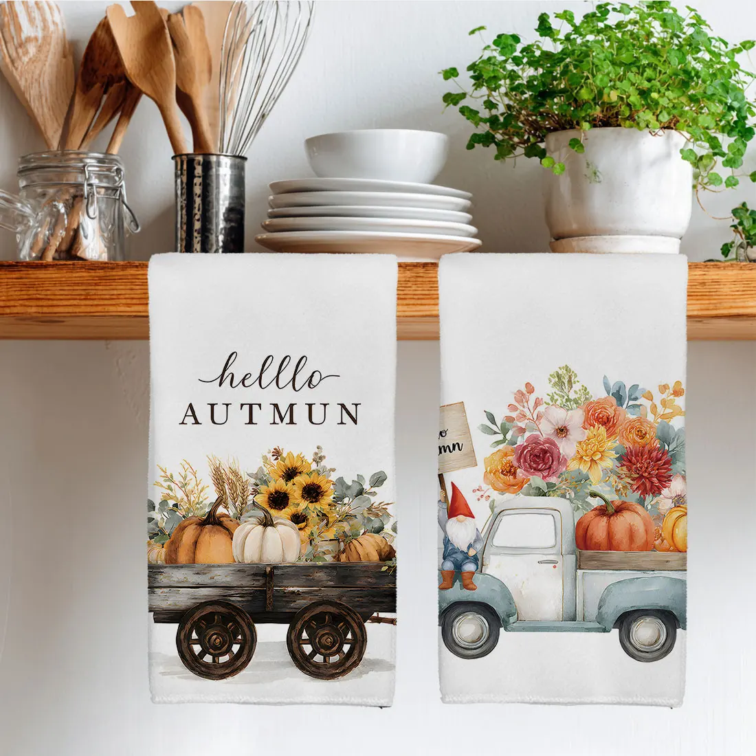 40x60cm Sunflower Flower Highlands Pattern Towel Kitchen Dishcloth  Cloth Gift Fall Autumn Home Kitchen Bathroom Decor