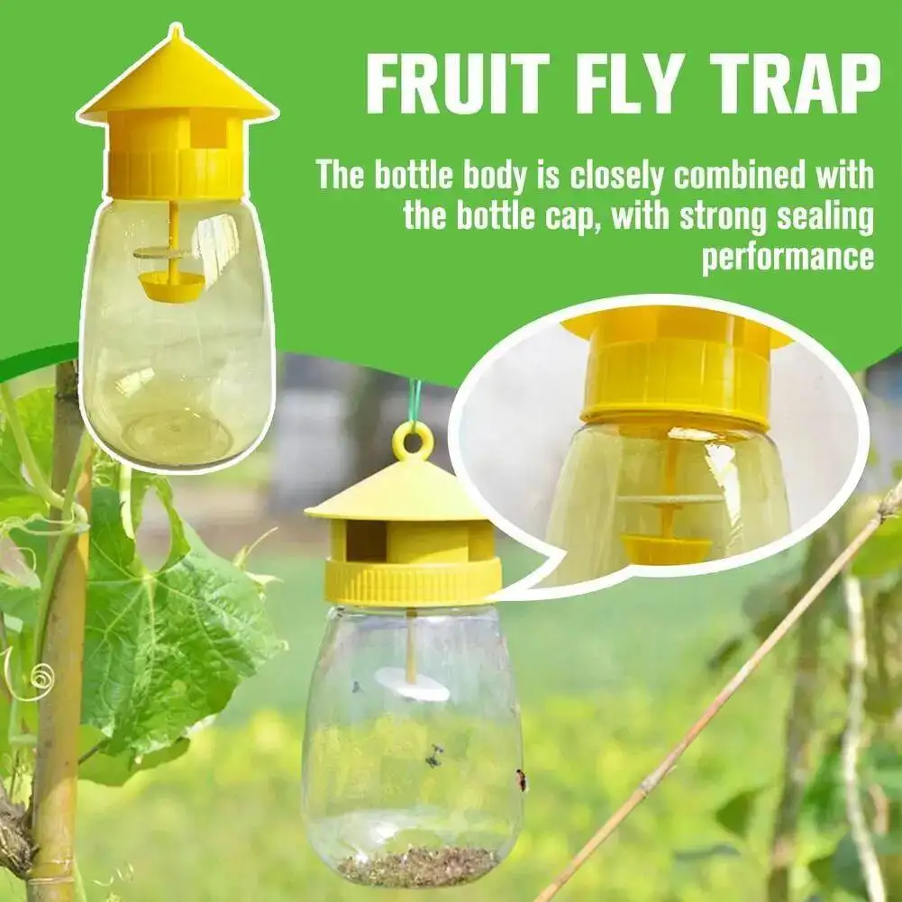 5X Yellow Plastic Drosophila Anti Fruit Fly Killer Catcher Orchard Insect Trap Pest Control Tool