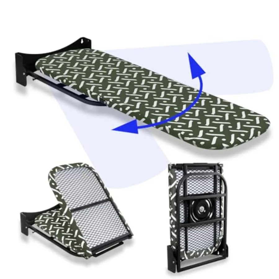 

Настенная складная гладильная доска со стальным каркасом, 36,5 x 12 дюймов, с поворотом на 180°, компактная и прочная, черная, экономит место