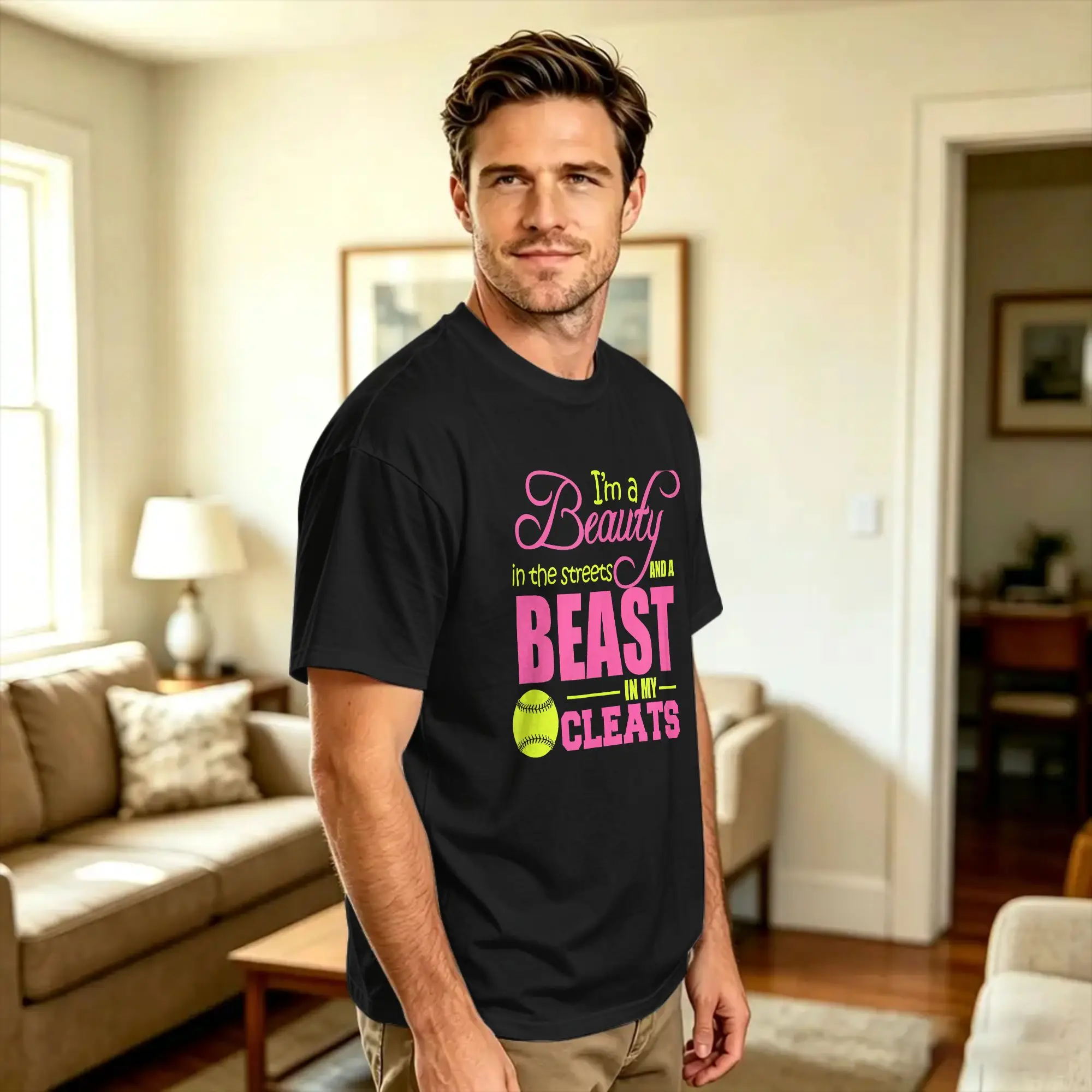 Men's Beauty in the Street Beast in my Cleats T Shirts  Cotton Tops Summer Vintage Short-Sleeved T Shirt Crewneck Leisure Tees